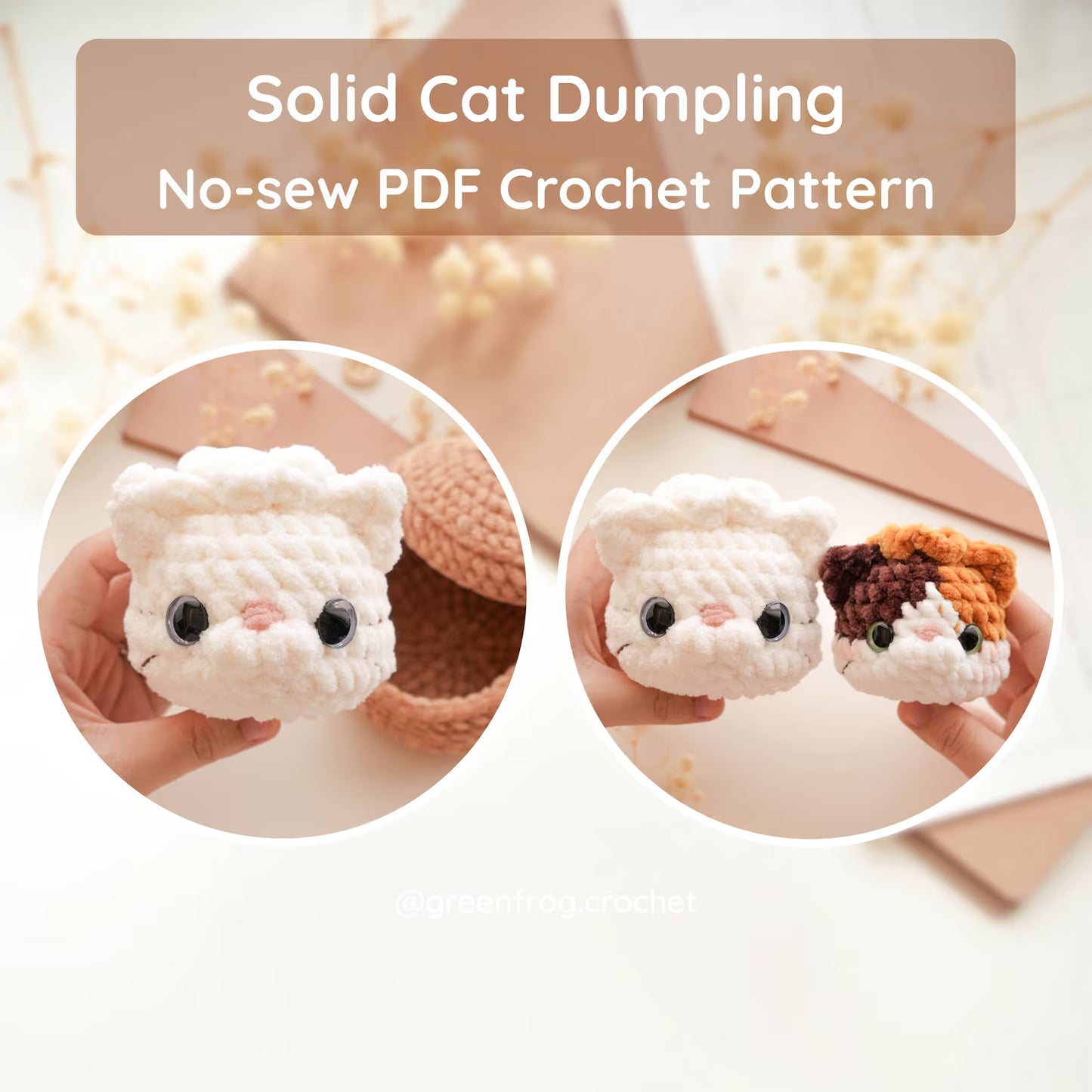 Pet Dumplings No Sew Amigurumi Animal Crochet Pattern | Squishy Bao Bun Animal Keychain PDF