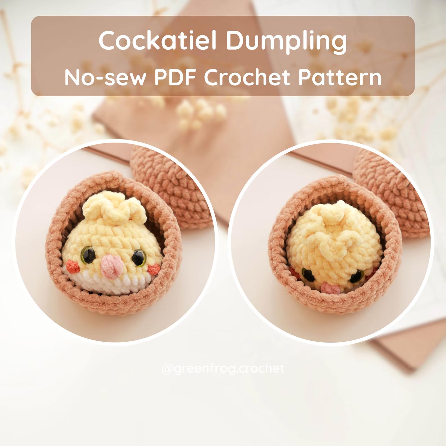Pet Dumplings No Sew Amigurumi Animal Crochet Pattern | Squishy Bao Bun Animal Keychain PDF