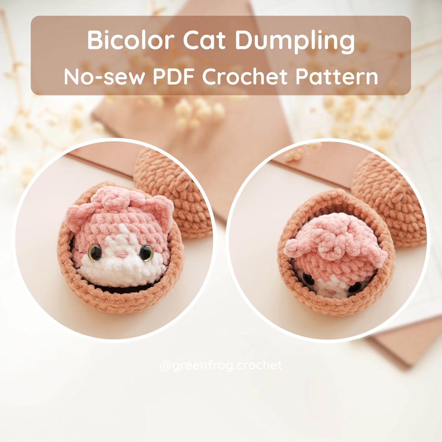 Pet Dumplings No Sew Amigurumi Animal Crochet Pattern | Squishy Bao Bun Animal Keychain PDF