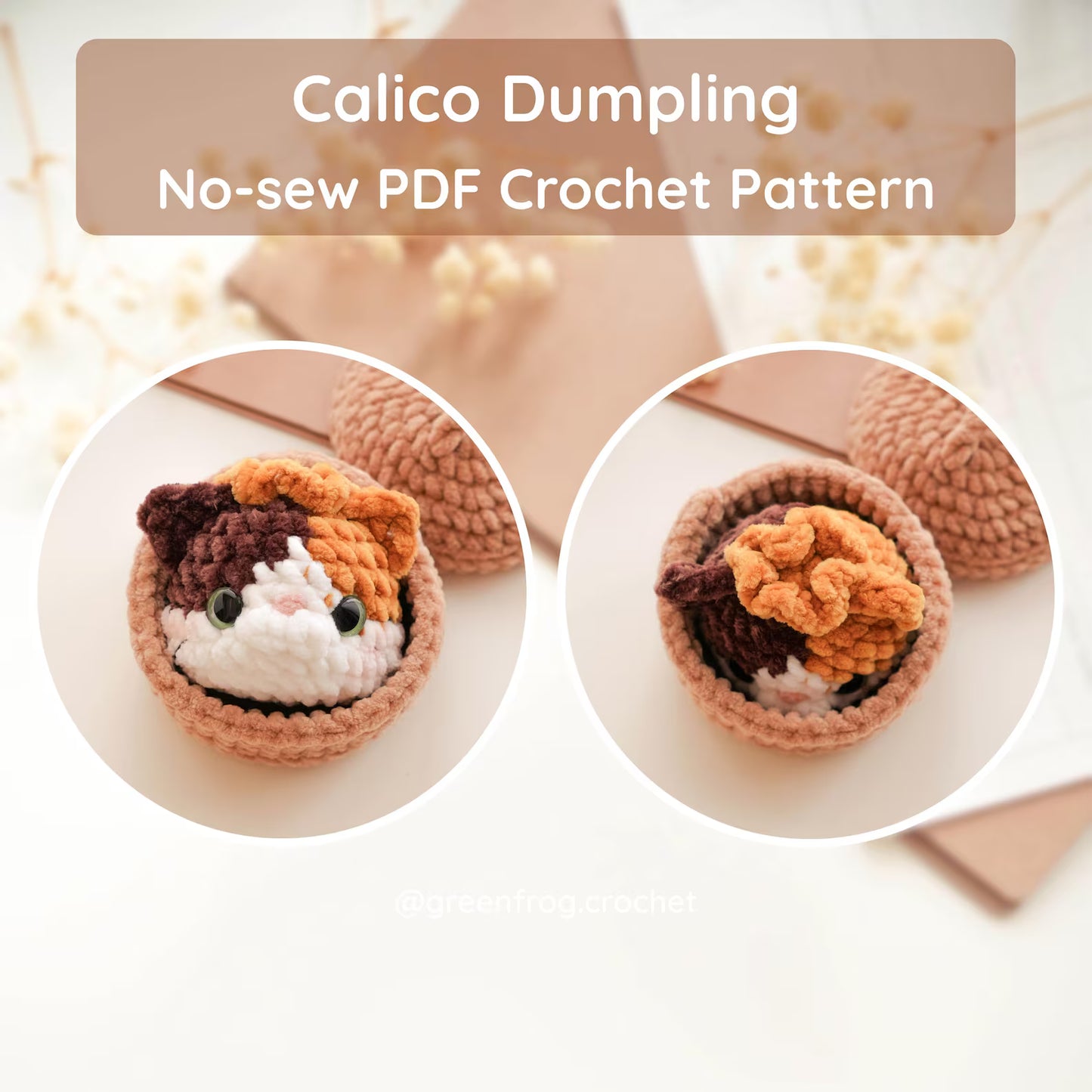 Pet Dumplings No Sew Amigurumi Animal Crochet Pattern | Squishy Bao Bun Animal Keychain PDF
