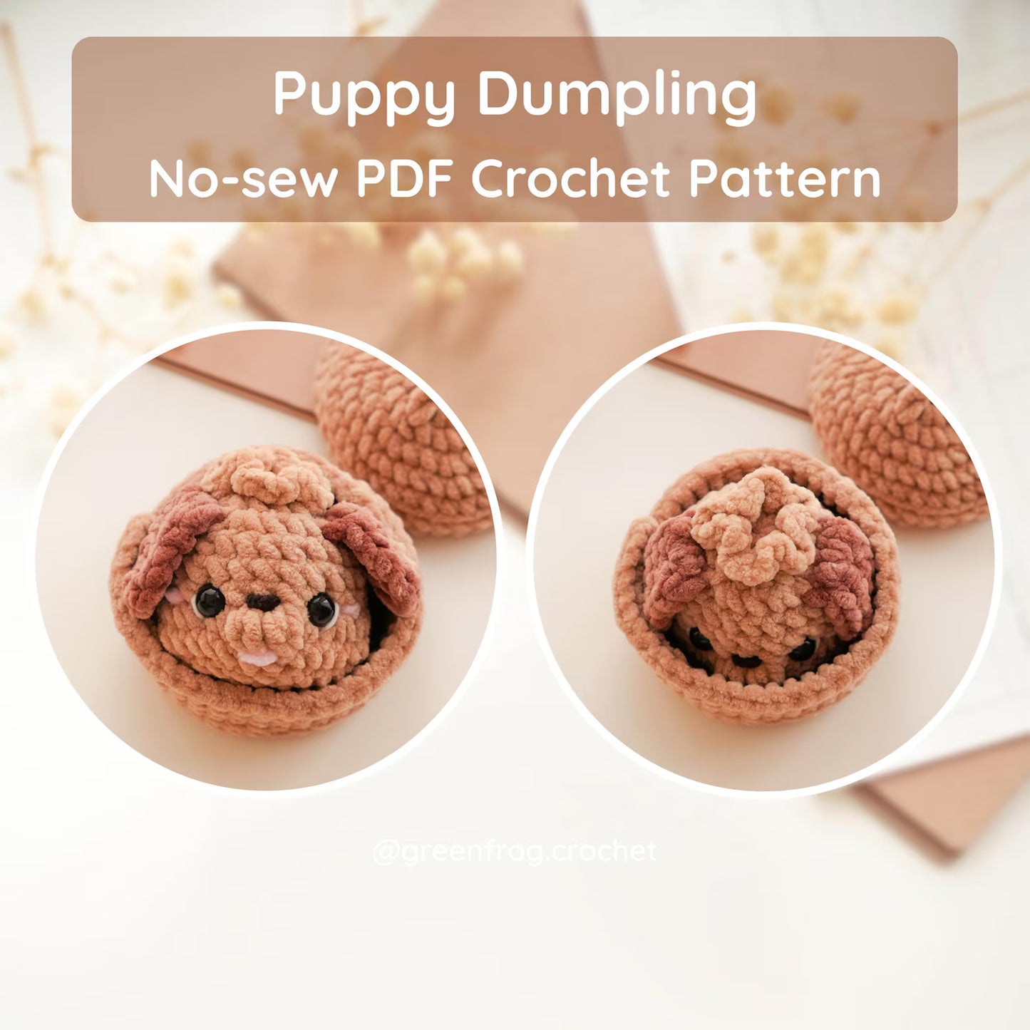 Pet Dumplings No Sew Amigurumi Animal Crochet Pattern | Squishy Bao Bun Animal Keychain PDF