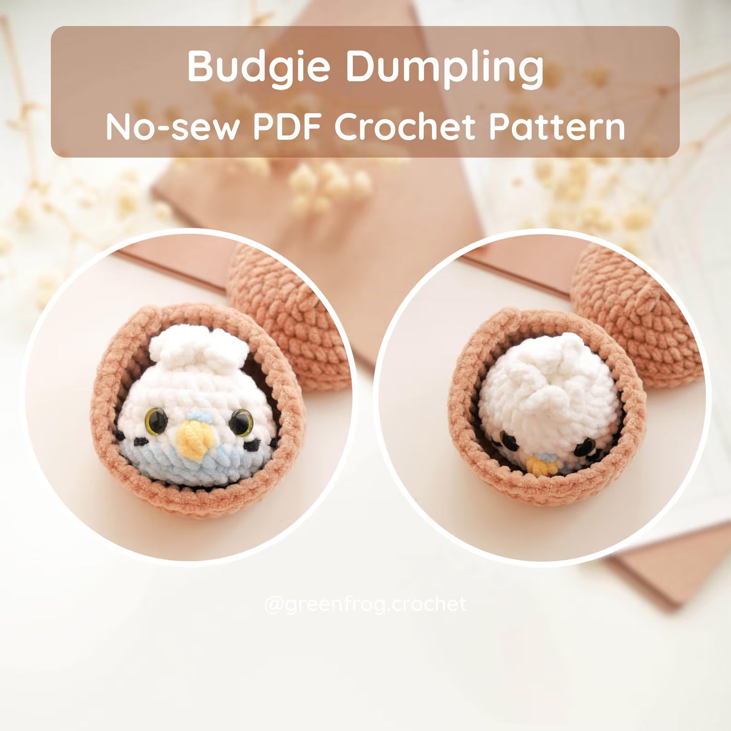 Pet Dumplings No Sew Amigurumi Animal Crochet Pattern | Squishy Bao Bun Animal Keychain PDF
