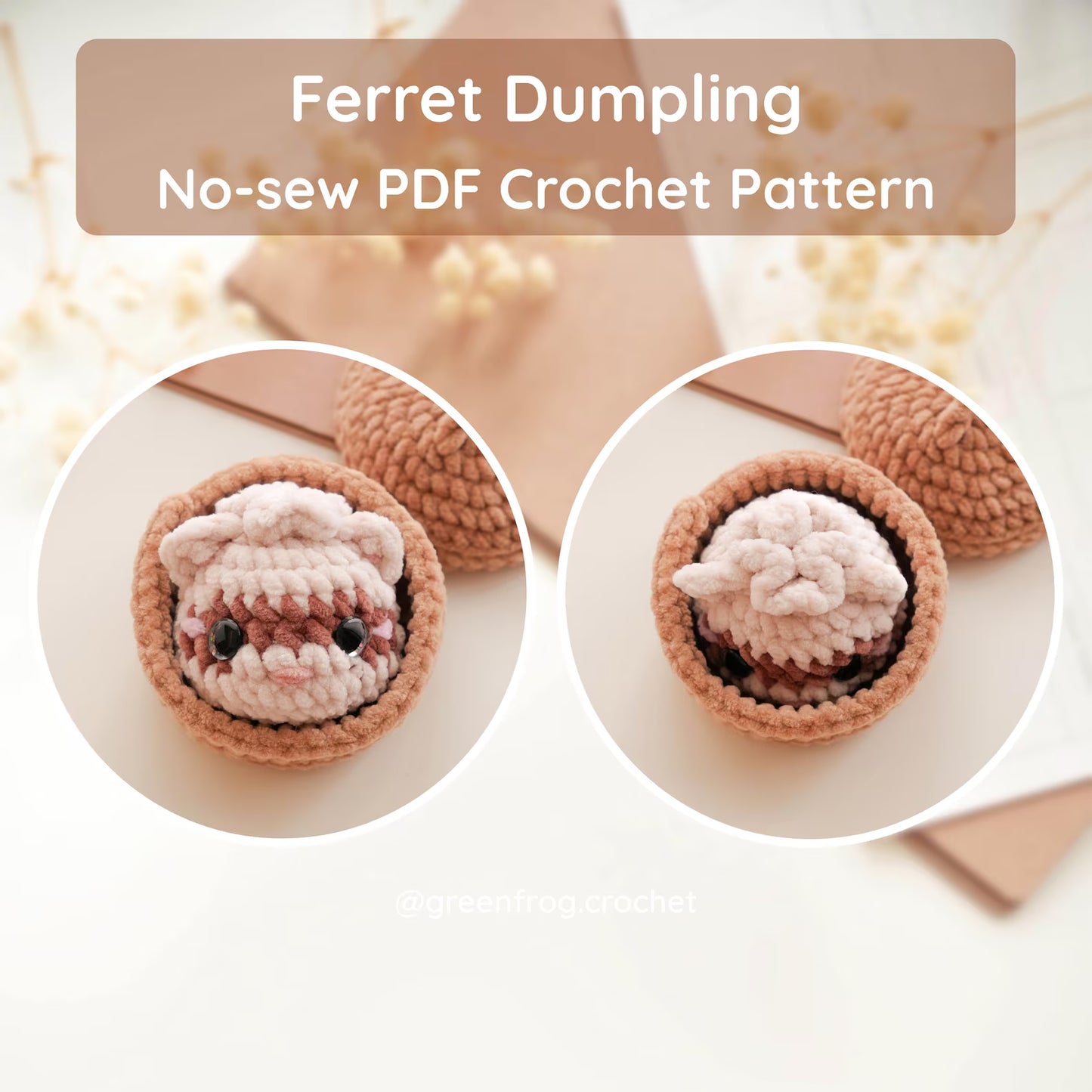 Pet Dumplings No Sew Amigurumi Animal Crochet Pattern | Squishy Bao Bun Animal Keychain PDF